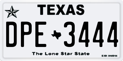 TX license plate DPE3444