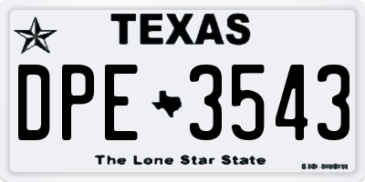 TX license plate DPE3543