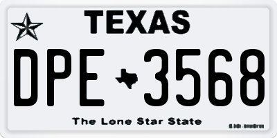 TX license plate DPE3568