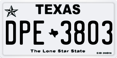 TX license plate DPE3803