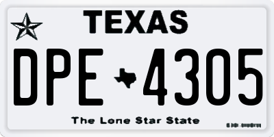 TX license plate DPE4305