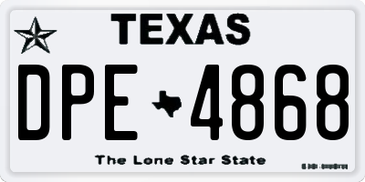 TX license plate DPE4868