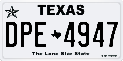 TX license plate DPE4947