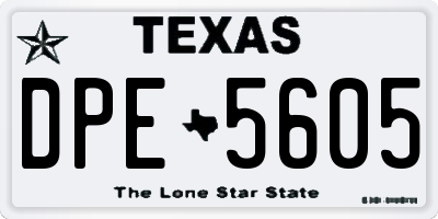 TX license plate DPE5605