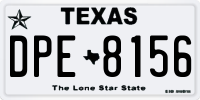 TX license plate DPE8156