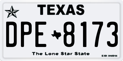 TX license plate DPE8173