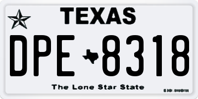 TX license plate DPE8318