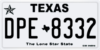 TX license plate DPE8332