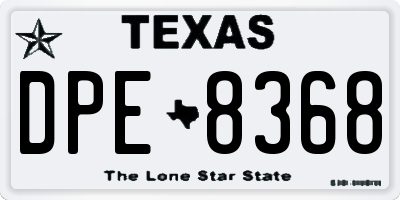 TX license plate DPE8368