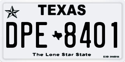 TX license plate DPE8401