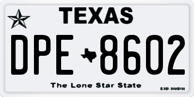 TX license plate DPE8602