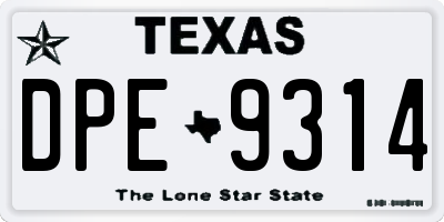 TX license plate DPE9314