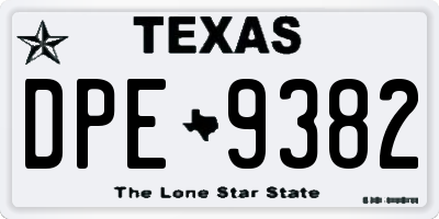 TX license plate DPE9382