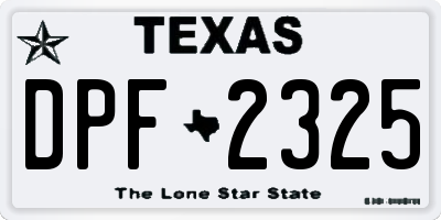 TX license plate DPF2325