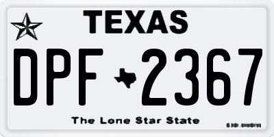 TX license plate DPF2367