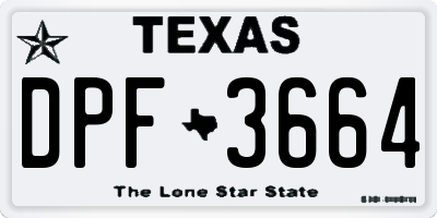 TX license plate DPF3664