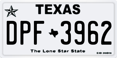 TX license plate DPF3962