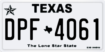 TX license plate DPF4061