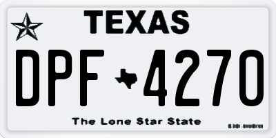 TX license plate DPF4270