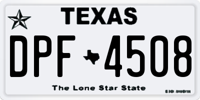 TX license plate DPF4508