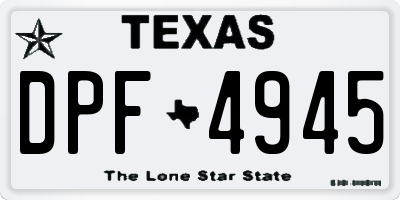 TX license plate DPF4945