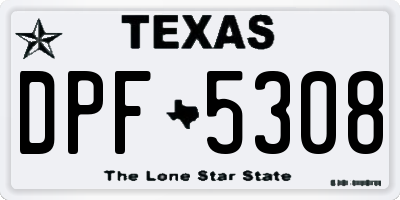 TX license plate DPF5308