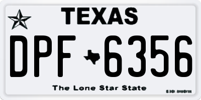 TX license plate DPF6356