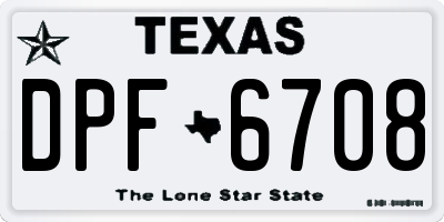 TX license plate DPF6708