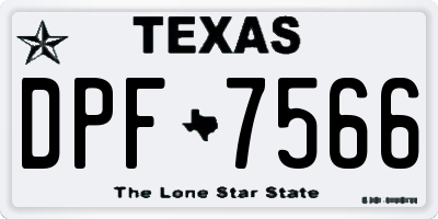 TX license plate DPF7566