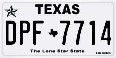 TX license plate DPF7714