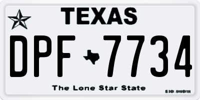 TX license plate DPF7734