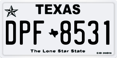 TX license plate DPF8531