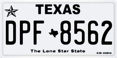 TX license plate DPF8562