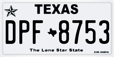 TX license plate DPF8753