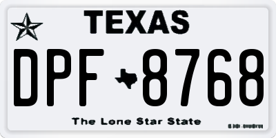 TX license plate DPF8768
