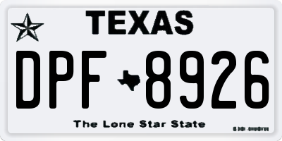 TX license plate DPF8926
