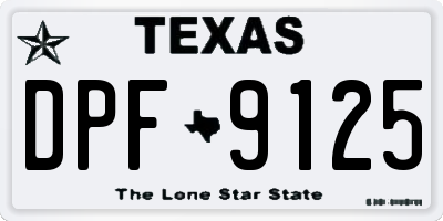 TX license plate DPF9125