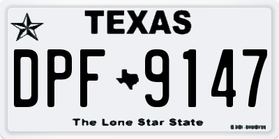 TX license plate DPF9147