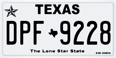 TX license plate DPF9228