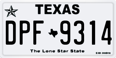 TX license plate DPF9314