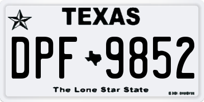 TX license plate DPF9852