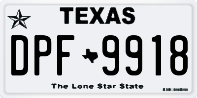 TX license plate DPF9918