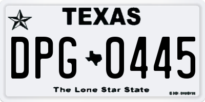 TX license plate DPG0445