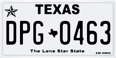 TX license plate DPG0463