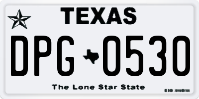 TX license plate DPG0530
