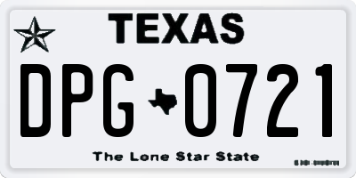 TX license plate DPG0721