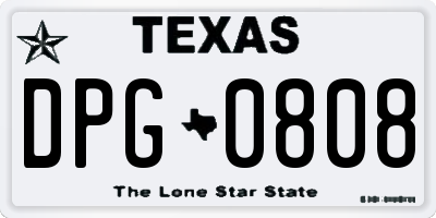 TX license plate DPG0808