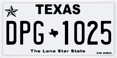 TX license plate DPG1025