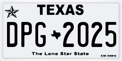 TX license plate DPG2025
