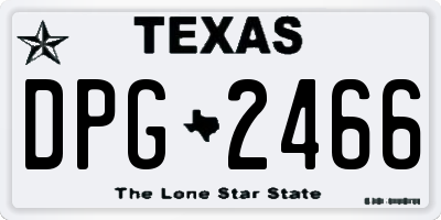 TX license plate DPG2466